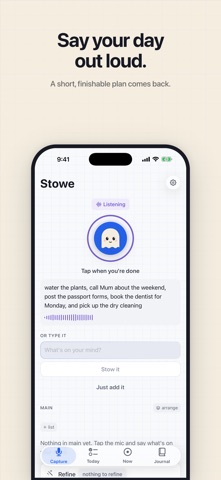 Stowe: Voice Daily Planner iPhone screenshot