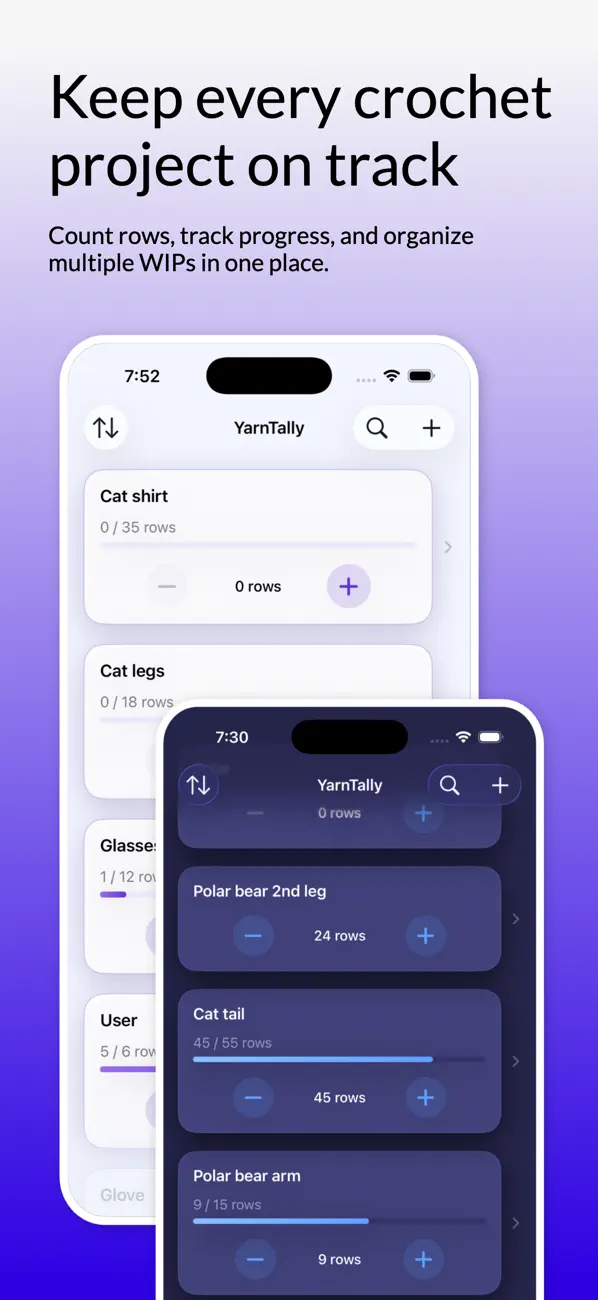 Screenshot #1 pour YarnTally - Row Counter