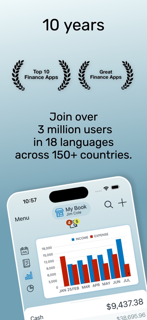 Account Book - Money Manager - Join a trusted community with the app's notable award recognition and benefit from the vast experience of its large user community, exceeding 3 million users.