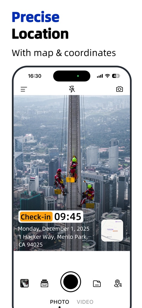 Timestamp Camera - Time & GPS - This tool ensures verifiable check-in times and displays accurate GPS coordinates via an integrated map overlay.