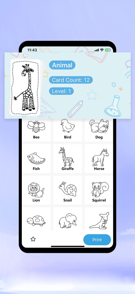 Jadens Printer - Les utilisateurs peuvent explorer une variété de modèles thématiques comme les animaux, parfaits pour la création d'étiquettes éducatives ou de loisirs créatifs.