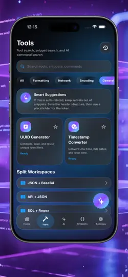 Captura de pantalla de One Dev Tools en iPhone 4