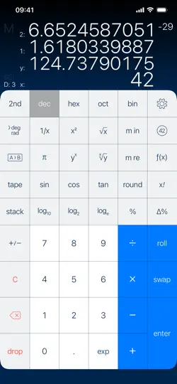 Captura de pantalla de PCalc en iPhone 1