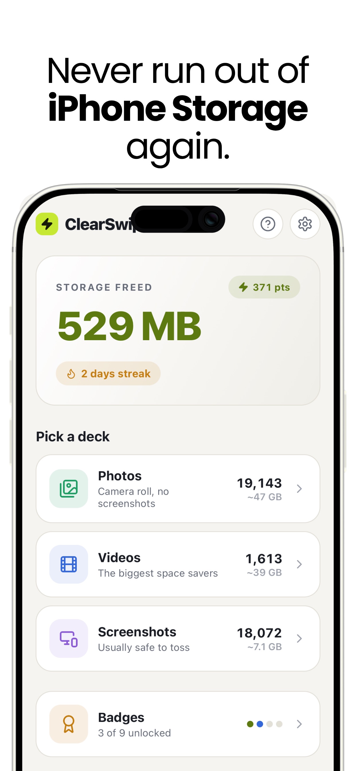 Screenshot 1 of ClearSwipe Storage Cleaner