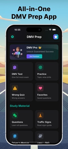 DMV Permit Practice Test. Screenshot 1 of 5