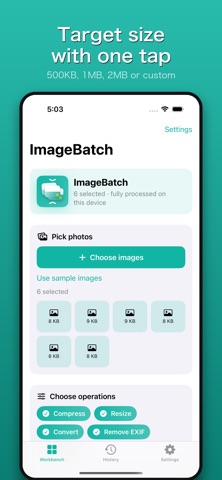 ImageBatch: Resize & Compress iPhone screenshot