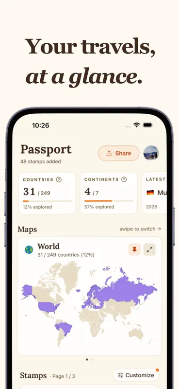 Stampie: Travel Tracker & Map screenshot 2 of 10