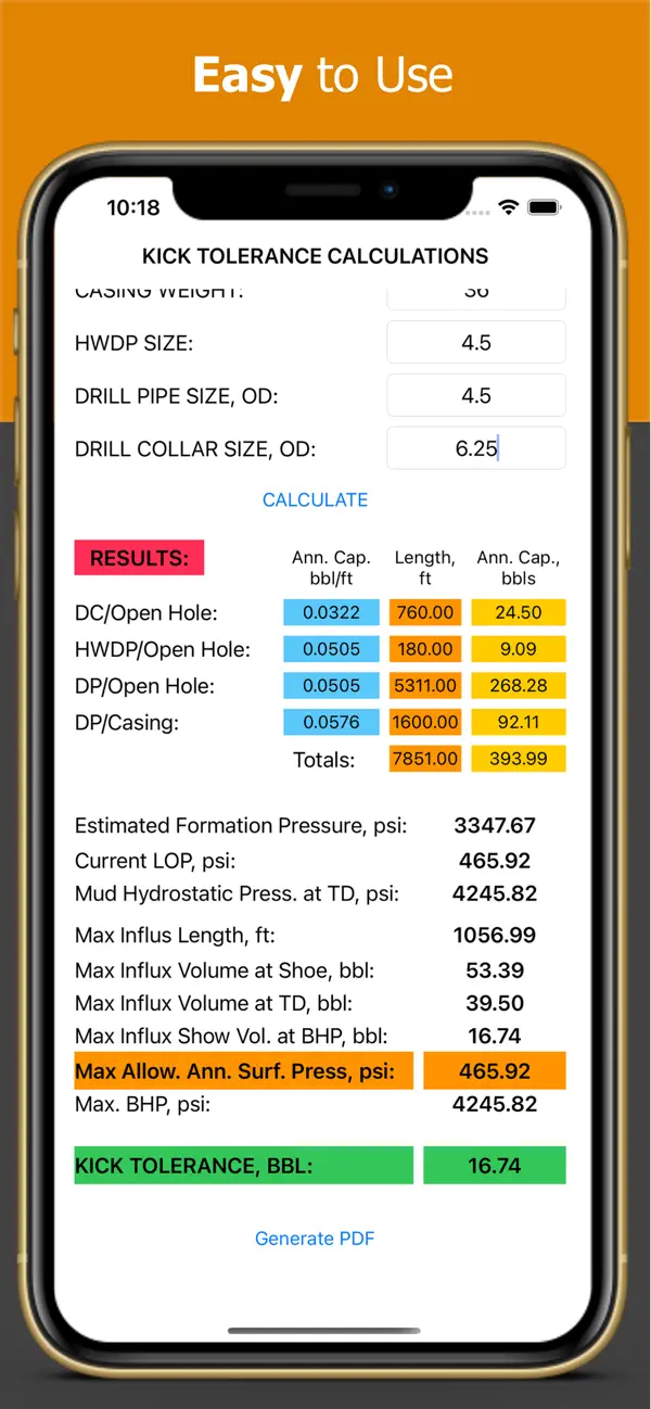 Screenshot #2 pour Kick Tolerance Calculator