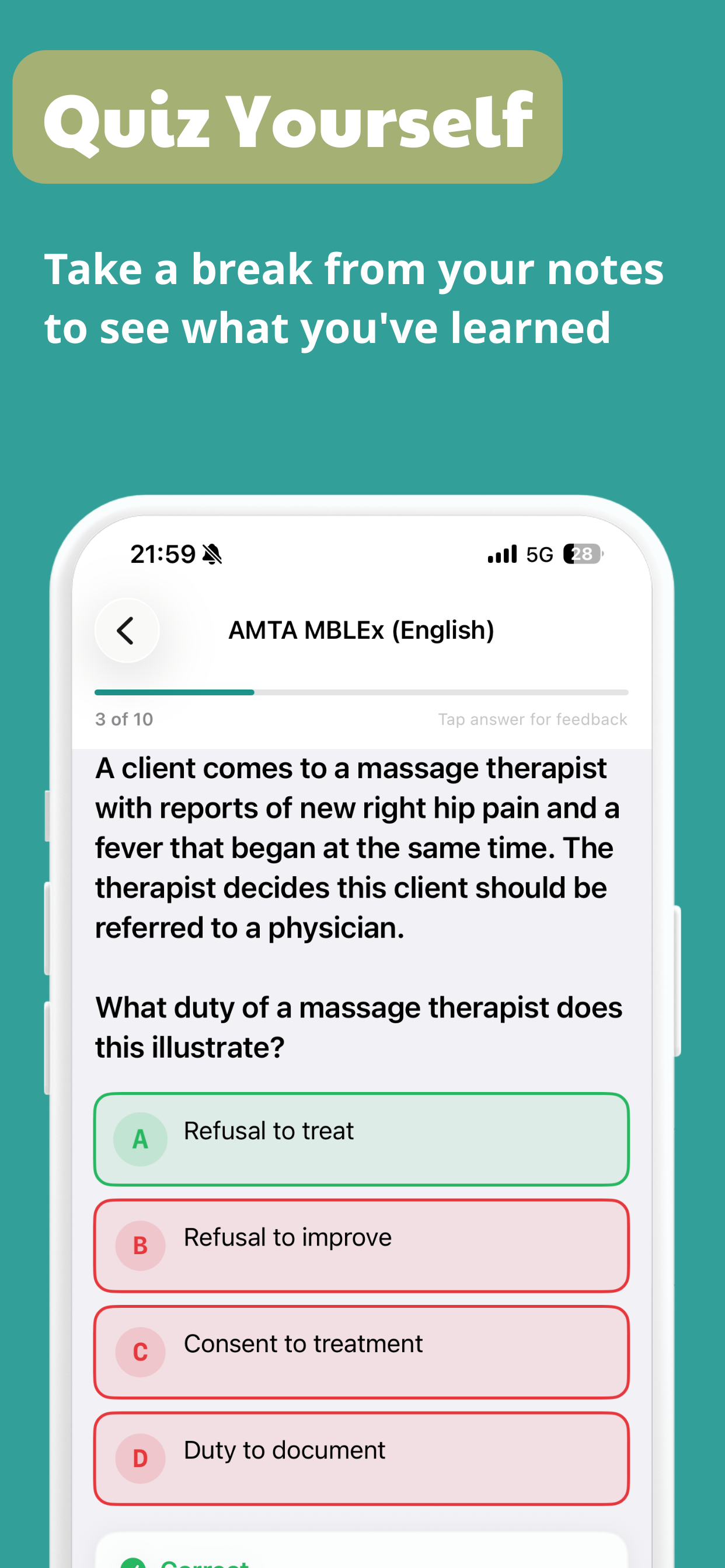 AMTA MBLEx Prep Exam 2026 screenshot 4
