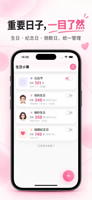 生日小簿 - 不再错过重要日子 screenshot 1
