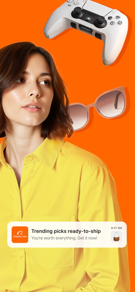 Alibaba.com - Users can stay informed with "Trending picks ready-to-ship" notifications and explore a variety of popular products from fashion to gaming accessories.