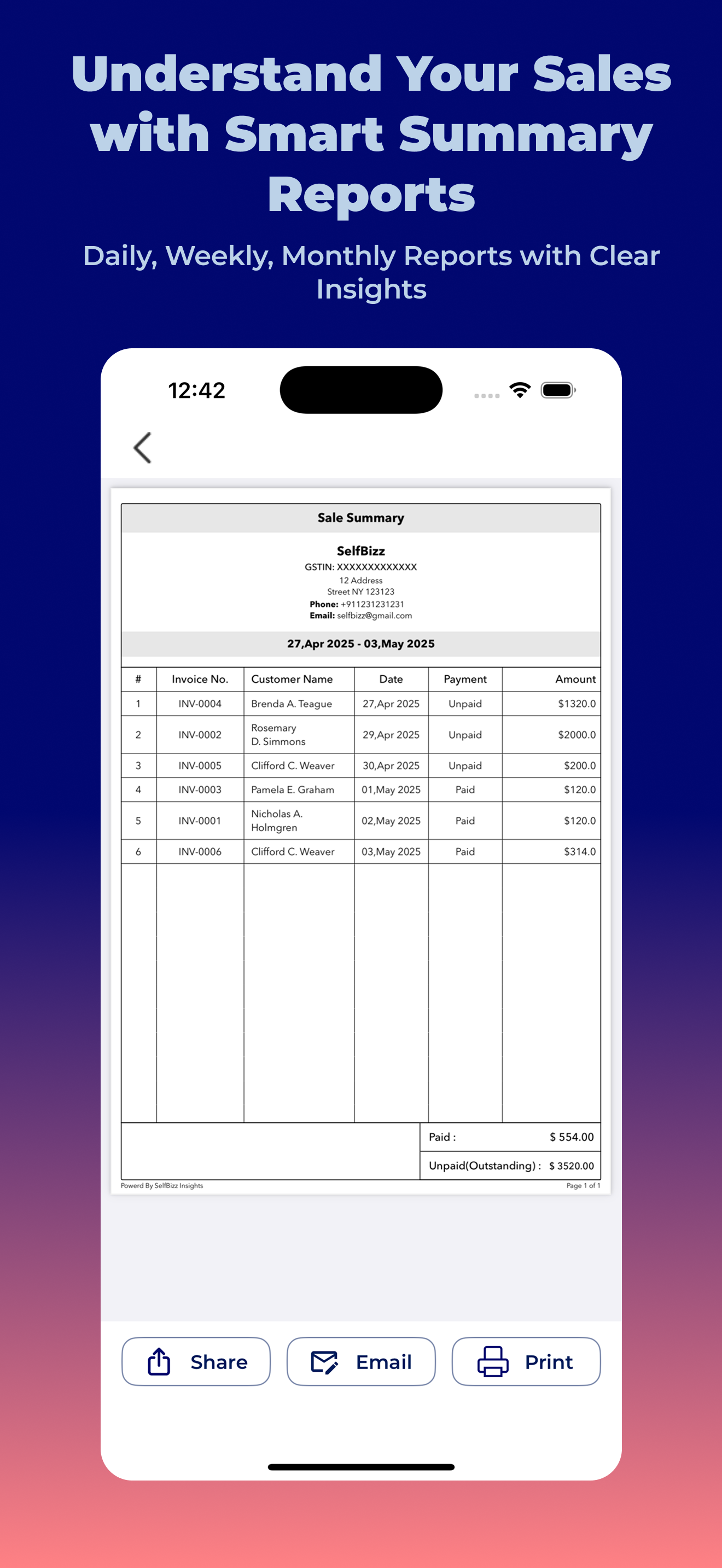 SelfBizz: Invoices & Reports © screenshot 7