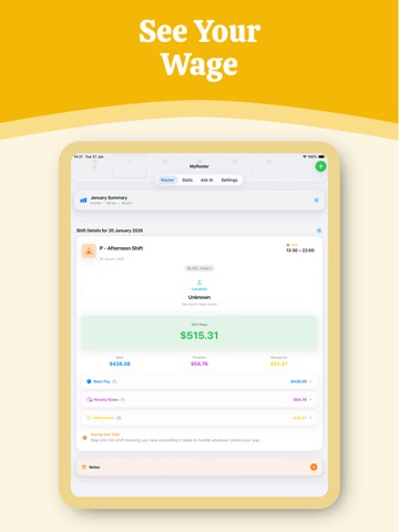 MyRoster - For Shift Workers iPad screenshot 2