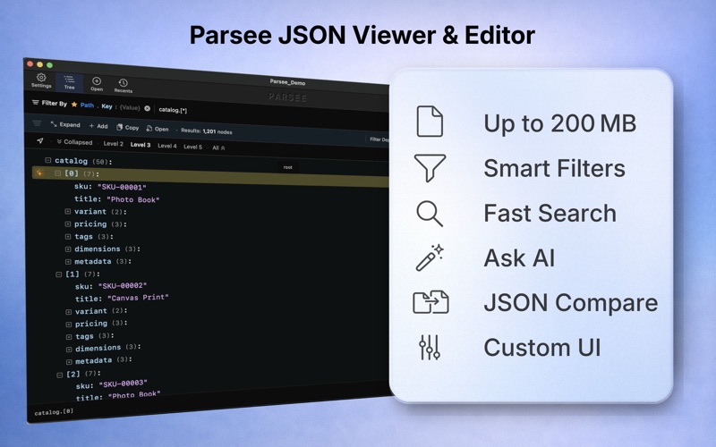 Parsee JSON Viewer screenshot