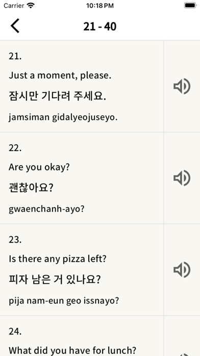 200 Korean Sentences Screenshot