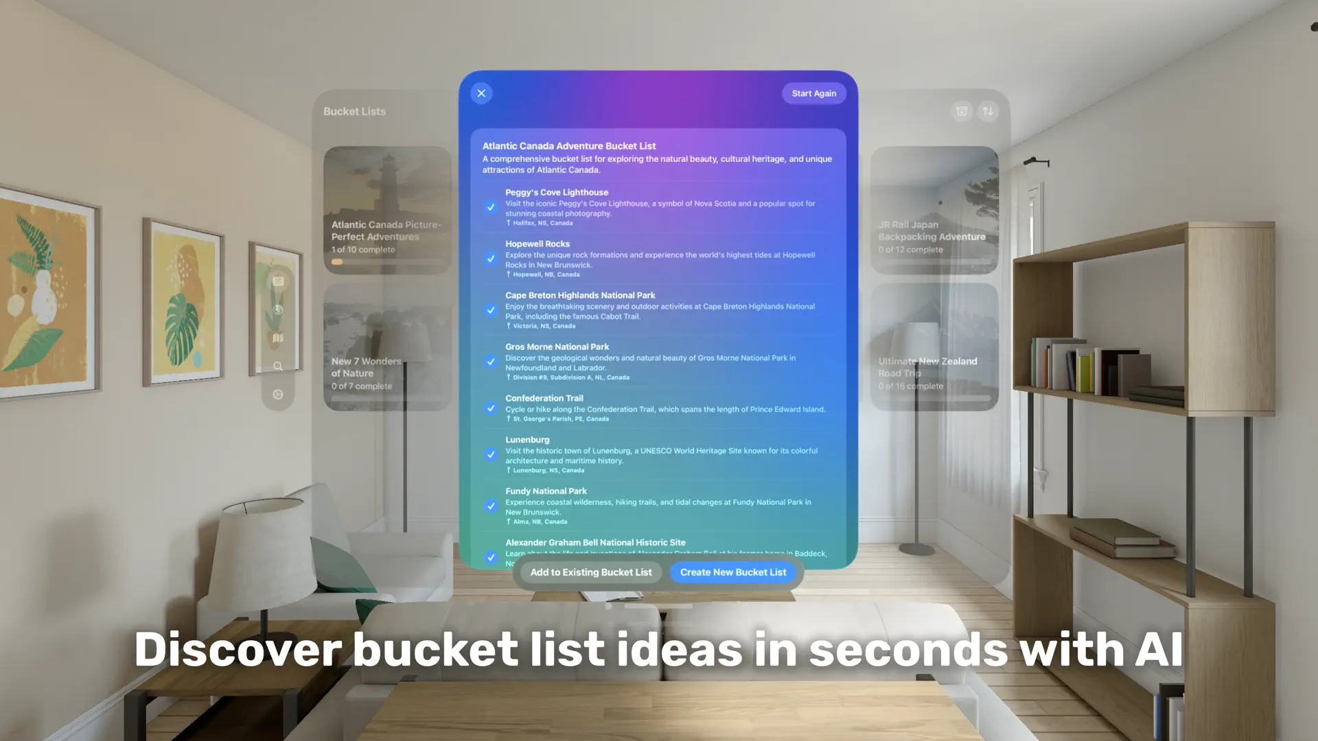 Söka: AI Bucket List Generator screenshot 2