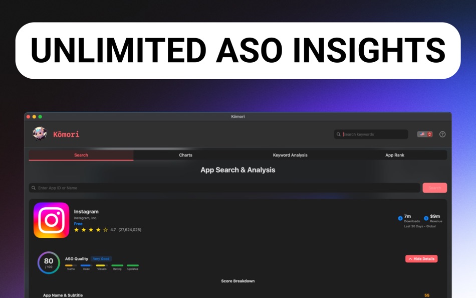 #3. ASO Toolkit - Kōmori AI (macOS) Podle: Valentin Dreyfus