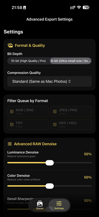 RAW to HEIC Pro Screenshot 2 of 3