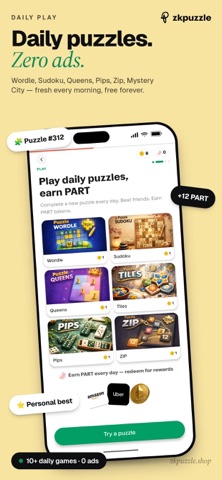ZKPuzzle - Daily Puzzles iPhone screenshot