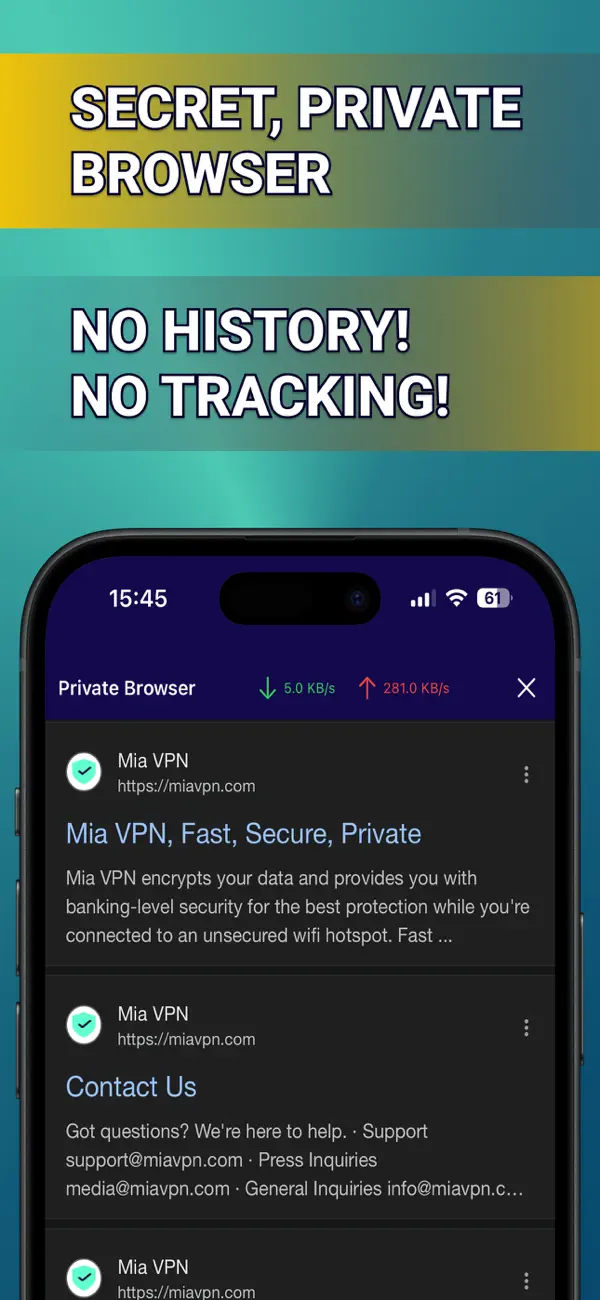#4. Mia VPN - Private Browser (iOS) By: MOBINOVA BILISIM SANAYI VE TICARET LIMITED SIRKETI