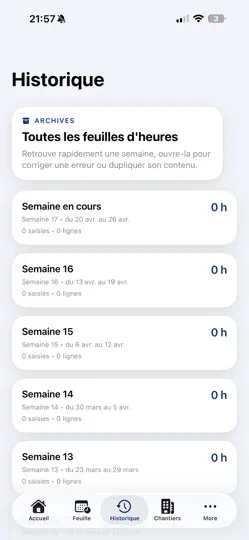 Capture d'écran de Feuille Heures sur iPhone 3