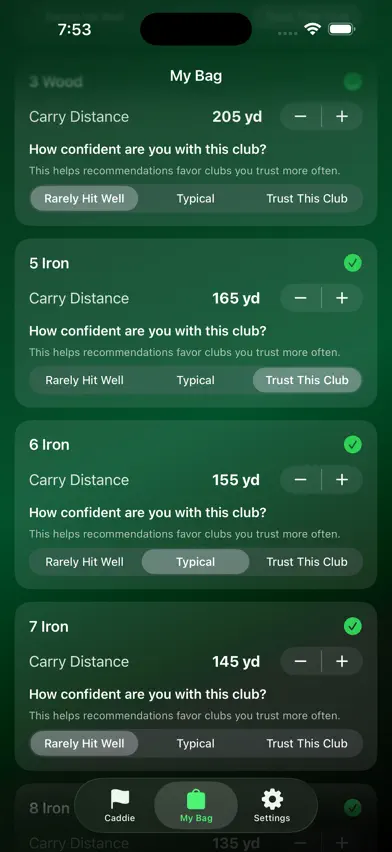 MyBagCaddie screenshot 2