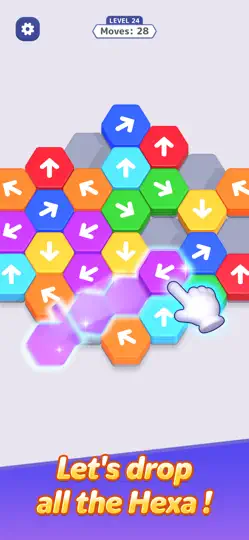 Captura de pantalla de Hexa Away en iPhone 4