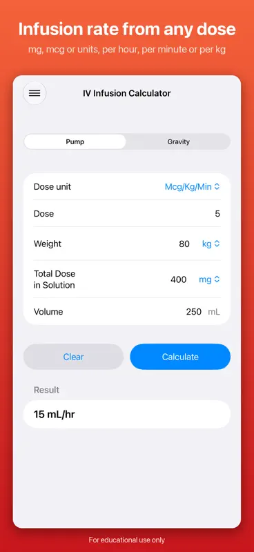 IV Infusion Calculator screenshot 1 of 6