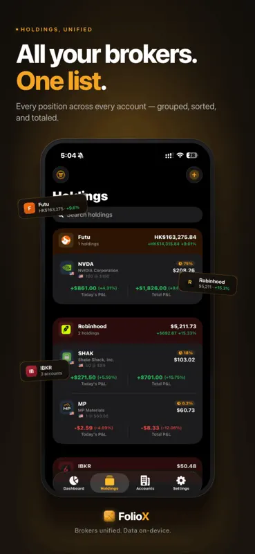 FolioX: Stock & Crypto Tracker screenshot 3 of 6