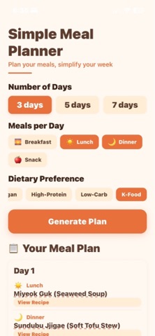 Simple Meal Planner (697f36) Screenshot 2 of 4