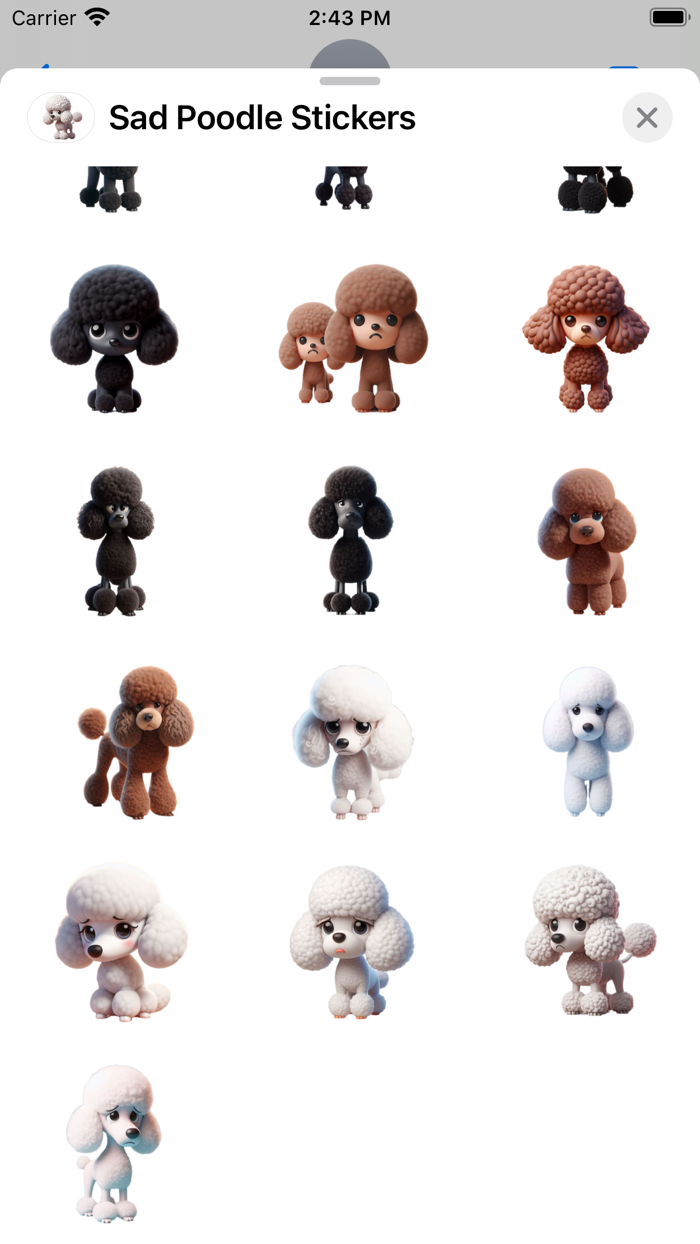 Sad Poodle Stickers