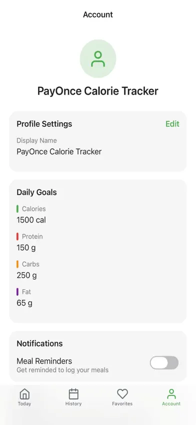PayOnce Calorie Tracker screenshot 3