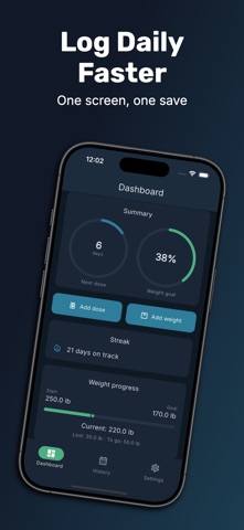 GLP1 Tracker Shot & Weight Log iPhone screenshot