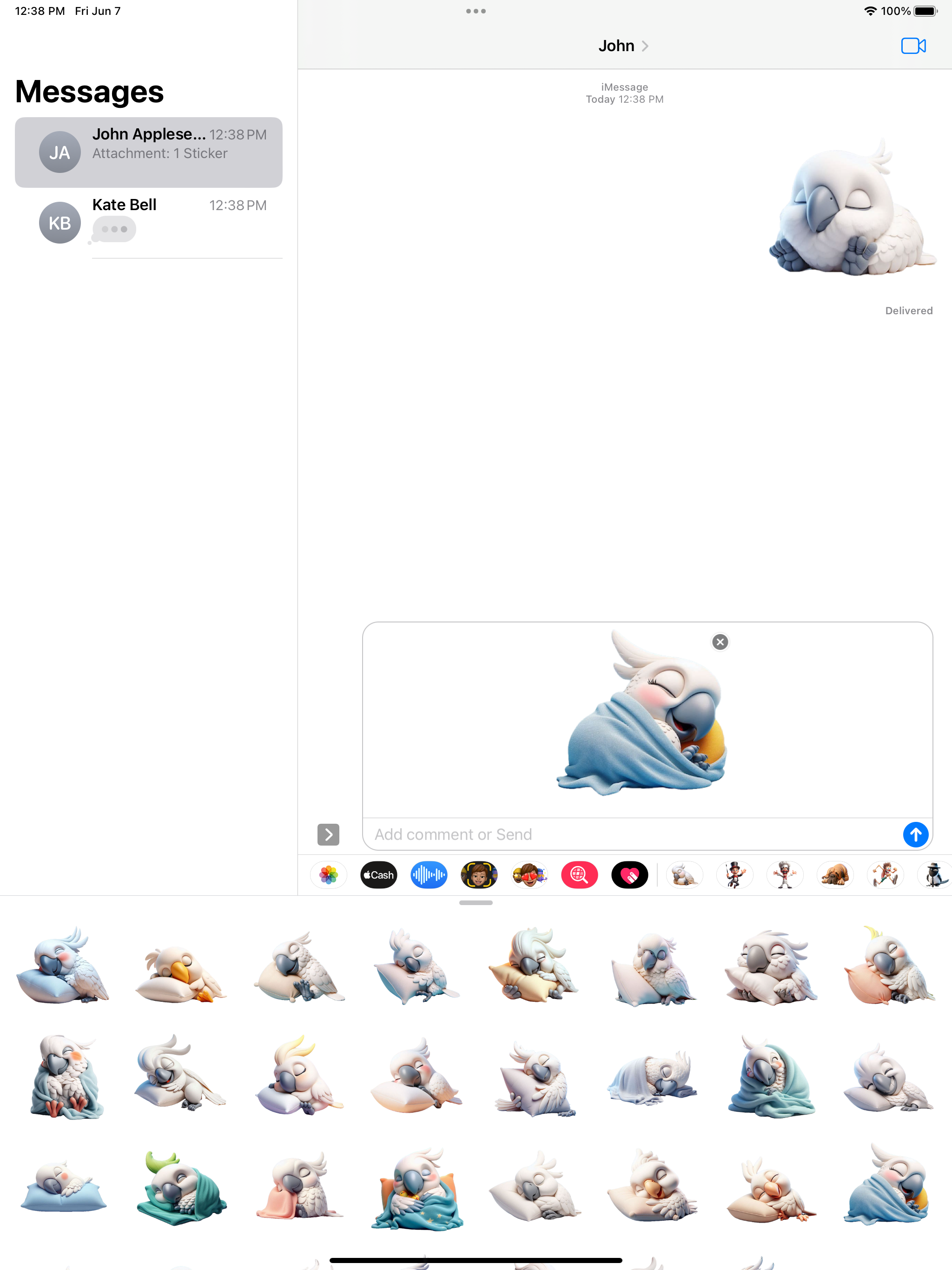 Sleeping Cockatoo Stickers