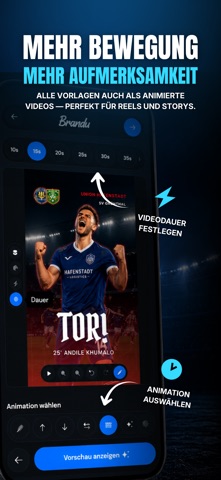 Brandu - Fußball Reels & Posts iPhone screenshot