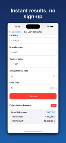 Loan & Rate Calculator iPhone screenshot