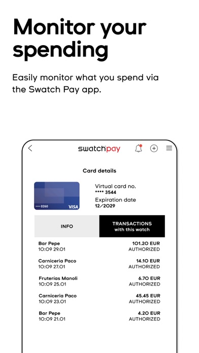 Swatch Pay iPhone screenshot 4 - Finance app