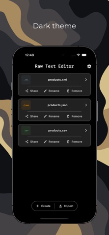 Raw Text Editor iPhone screenshot