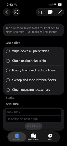 Restaurant Task List screenshot