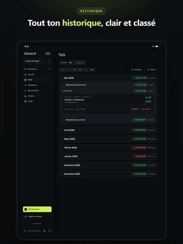 MaBankroll : suivi de paris iPad screenshot