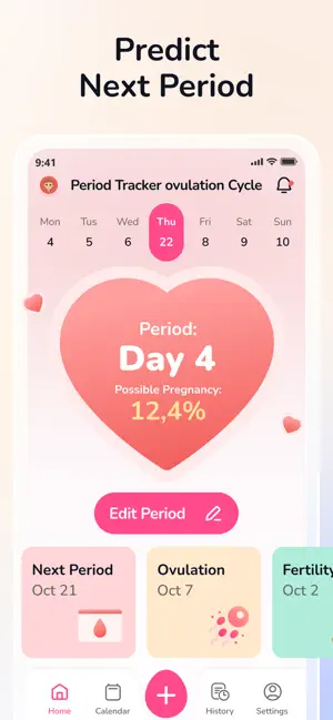 Period Tracker Calendar App iPhone screenshot 1
