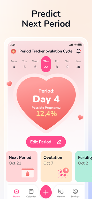 Period Tracker Calendar App Screenshot 1 of 6