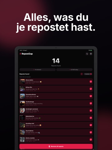 RepostZap: Repost Remover iPad screenshot 2