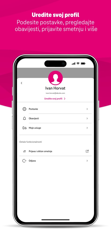 Telekom ME - Über diesen Bereich können Nutzer persönliche Einstellungen anpassen und schnell Probleme mit Diensten melden, um rasche Unterstützung zu erhalten.