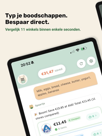 Spaartje - slim boodschappen iPad screenshot