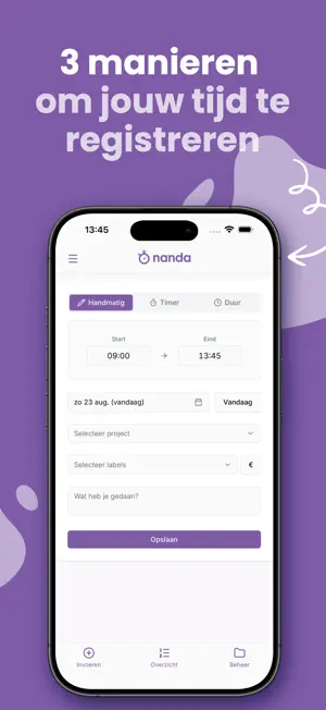 Nanda Urenregistratie screenshot 2
