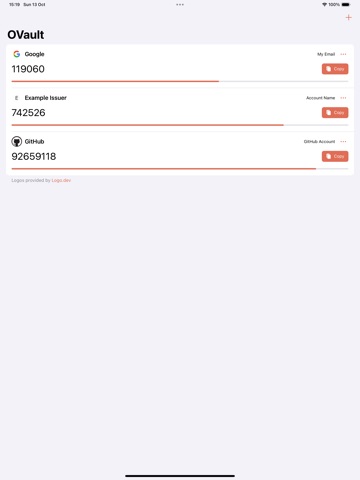 OVault iPad screenshot
