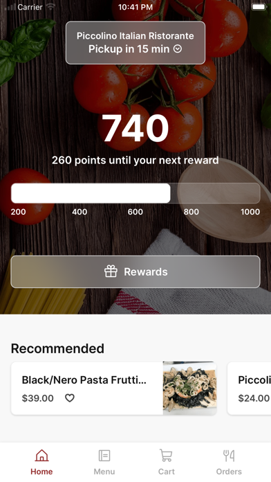 Piccolino Italian Ristorante app screenshot