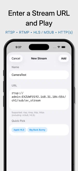 StreamTester: RTSP HLS Player screenshot 3
