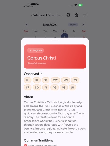 Cultural Calendar: Holidays iPad screenshot